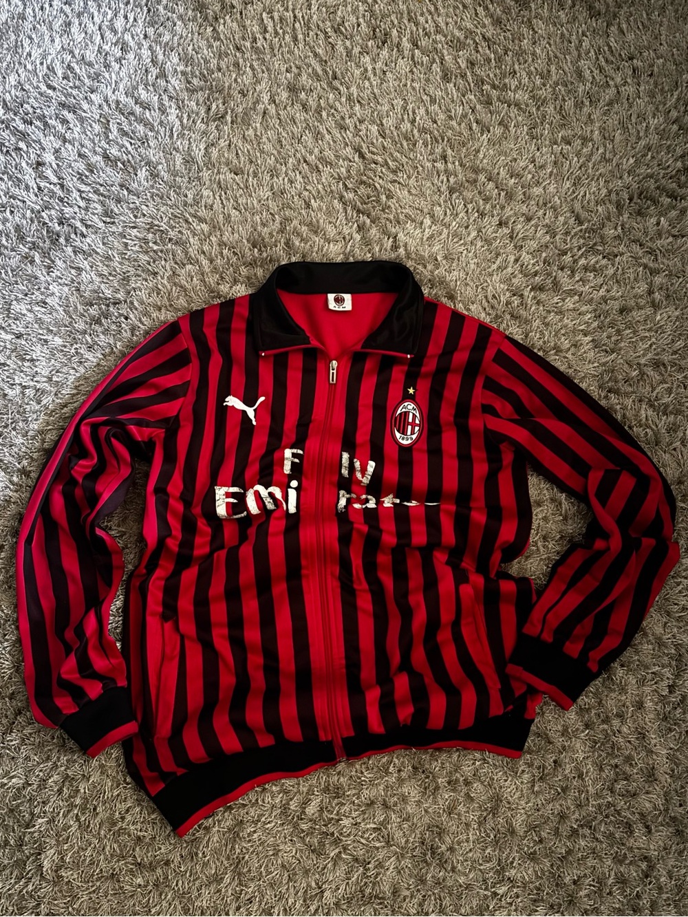 Puma Red and Black Striped AC Milan Track Jacket